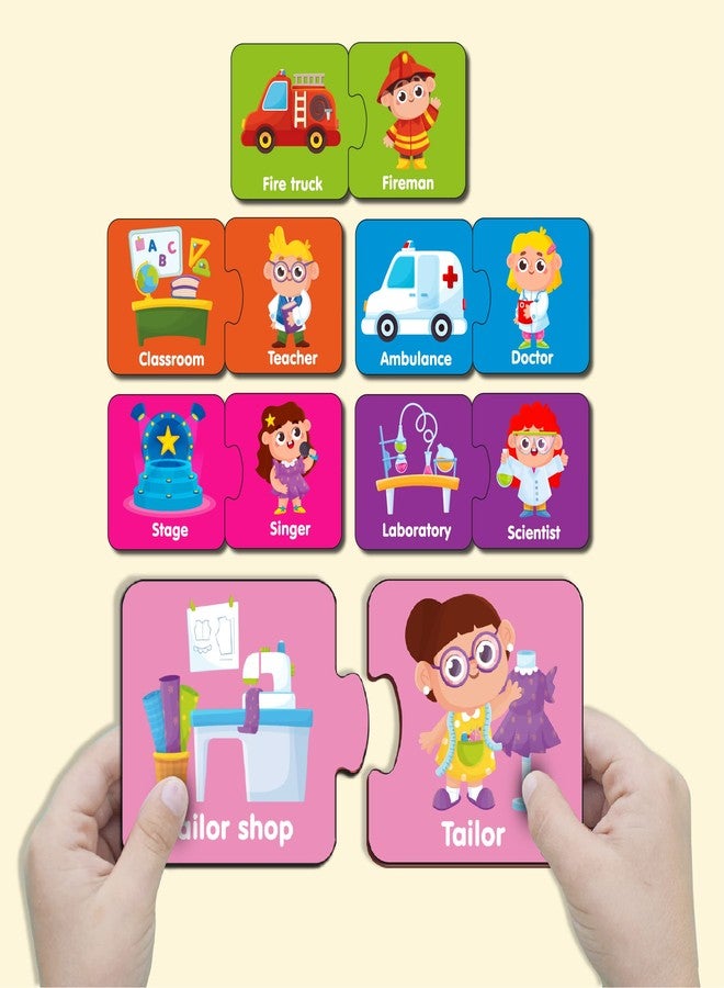YaYplay Yay Play Profession 2 Piece Wooden Jigsaw Puzzle (Series 2), Set of 6 Wooden Puzzle for Kids, Montessori Early Educational Pre School Puzzle Toys for 2+ Years Kid - Image 1